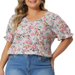 Agnes Orinda Women's Plus Size V Neck Ruffle Sleeve Floral Blouse 15 Agnes Orinda Women's Plus Size V Neck Ruffle Sleeve Floral Blouse -Agnes Orinda GUEST 9322f002 b6d8 40df bcb3 10bcd780a570