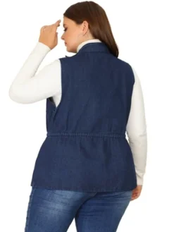 Agnes Orinda Women's Plus Size Utility Anorak Cargo Drawstring Jean Denim Jacket Vest -Agnes Orinda GUEST 93a26d42 4b2f 408c 8520 145f20ee57ad