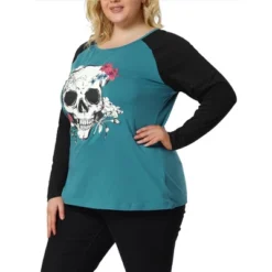 Agnes Orinda Women's Plus Size Floral Skull Contrast Color Raglan T-shirt 21 Agnes Orinda Women's Plus Size Floral Skull Contrast Color Raglan T-shirt -Agnes Orinda GUEST 93b62189 1d67 4a74 8a91 7e5688b83a9d