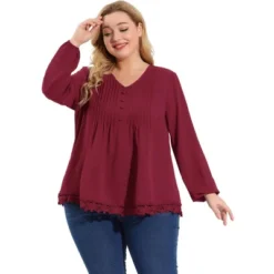 Agnes Orinda Women's Plus Size Fashion Pleated V Neck Long Sleeve Solid Blouses 18 Agnes Orinda Women's Plus Size Fashion Pleated V Neck Long Sleeve Solid Blouses -Agnes Orinda GUEST 94190b0c 8215 4663 aeb5 f100b66d4dad