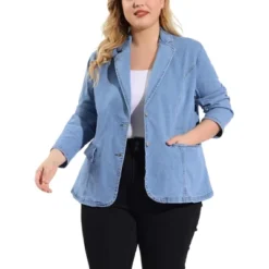 Agnes Orinda Women's Plus Size Denim Notched Lapel Color Block Stretch Blazer 19 Agnes Orinda Women's Plus Size Denim Notched Lapel Color Block Stretch Blazer -Agnes Orinda GUEST 944af905 0c23 4be4 ae1c 9c6000230cfb