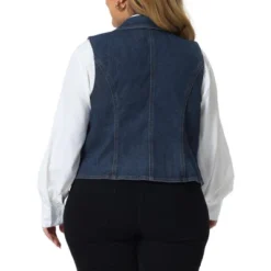Agnes Orinda Women's Plus Size Sleeveless Lapel Casual Buttons Pockets Denim Vests -Agnes Orinda GUEST 95e54b36 f4a4 4398 96cc 797dfa2e1b68