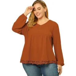 Agnes Orinda Women's Plus Size Fashion Pleated V Neck Long Sleeve Solid Blouses 17 Agnes Orinda Women's Plus Size Fashion Pleated V Neck Long Sleeve Solid Blouses -Agnes Orinda GUEST 971f42af c840 4551 a146 7c19a053b59a