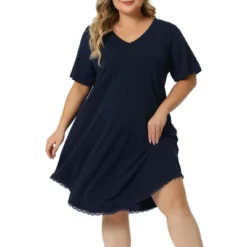 Agnes Orinda Women's Plus Size V Neck Short Sleeve Lace Trim Hem Nightgown 15 Agnes Orinda Women's Plus Size V Neck Short Sleeve Lace Trim Hem Nightgown -Agnes Orinda GUEST 975ebdce a3dc 44dc 8ab0 612674a266e8
