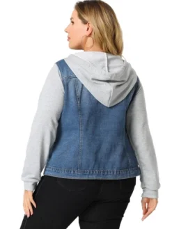 Agnes Orinda Women's Plus Size Denim Hood Drawstring Fall Winter Button Jean Jackets -Agnes Orinda GUEST 9817639b a3a7 47c5 a443 48e9881c3ef5