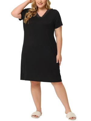 Agnes Orinda Women's Plus Size Solid Comfort Short Sleeves Nightgown 12 Agnes Orinda Women's Plus Size Solid Comfort Short Sleeves Nightgown - Image 10