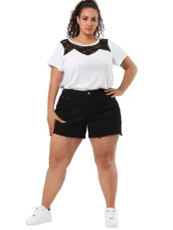 Agnes Orinda Women's Plus Size Denim Mid-Rise Stretchy Raw Hem Casual Jean Shorts 9 Agnes Orinda Women's Plus Size Denim Mid-Rise Stretchy Raw Hem Casual Jean Shorts -Agnes Orinda GUEST 991bd7c1 6b27 4c59 a63f 052ec43cd42d