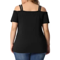 Agnes Orinda Women's Plus Size Cold Shoulder Summer Keyhole Going Out Blouse -Agnes Orinda GUEST 9943dd65 ea4d 4b6e 9c50 799543e5c20d