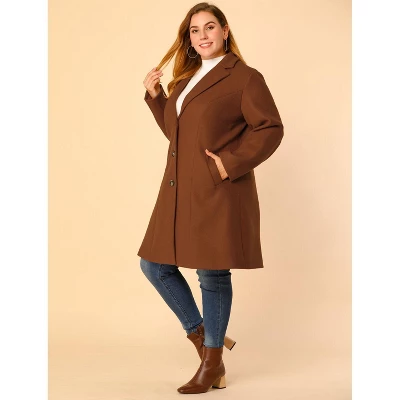 Agnes Orinda Women's Plus Size Winter Notched Lapel Single Breasted Pea Coat 5 Agnes Orinda Women's Plus Size Winter Notched Lapel Single Breasted Pea Coat - Image 3