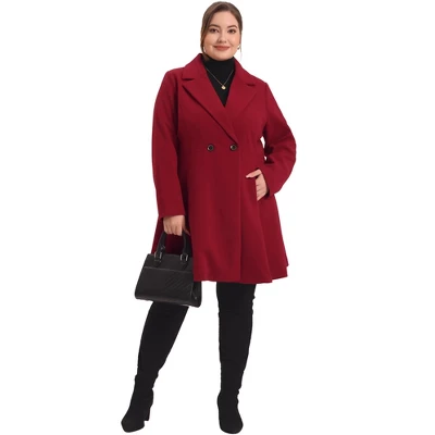 Agnes Orinda Women's Plus Size Elegant A Line Notched Lapel Double Breasted Pea Coats 4 Agnes Orinda Women's Plus Size Elegant A Line Notched Lapel Double Breasted Pea Coats - Image 2