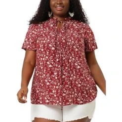 Agnes Orinda Women's Plus Size Self Tie Ruffle Pleated Floral Blouse 18 Agnes Orinda Women's Plus Size Self Tie Ruffle Pleated Floral Blouse -Agnes Orinda GUEST 99c991a8 10dc 495e b1f8 3a7dd988c7d5