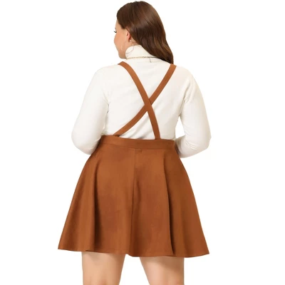 Agnes Orinda Women's Plus Size Faux Suede Overall A-Line Flared Skater Mini Skirt 5 Agnes Orinda Women's Plus Size Faux Suede Overall A-Line Flared Skater Mini Skirt - Image 3