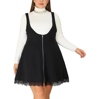 Agnes Orinda Women's Plus Size Fashion A-Line Zipper Lace Trim Mini Suspender Skirt 3 Agnes Orinda Women's Plus Size Fashion A-Line Zipper Lace Trim Mini Suspender Skirt