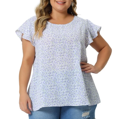 Agnes Orinda Women's Plus Size Floral Short Sleeve Casual Blouse 12 Agnes Orinda Women's Plus Size Floral Short Sleeve Casual Blouse - Image 10