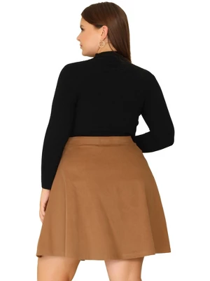 Agnes Orinda Women's Plus Size Corduroy Button Decor Elastic Waist A-Line Skirts 5 Agnes Orinda Women's Plus Size Corduroy Button Decor Elastic Waist A-Line Skirts - Image 3