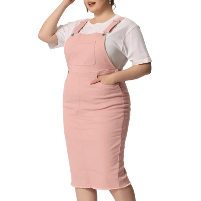 Agnes Orinda Women's Plus Size Bodycon Back Vent Raw Hem Denim Midi Overall Dresses 13 Agnes Orinda Women's Plus Size Bodycon Back Vent Raw Hem Denim Midi Overall Dresses - Image 11