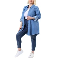 Agnes Orinda Women's Plus Size Lightweight Button Down Denim Long Sleeve Shirt Jacket -Agnes Orinda GUEST 9cf5486a 1f7f 46d4 bf29 6a1001bbd9cb