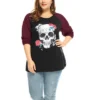 Agnes Orinda Women's Plus Size Floral Skull Contrast Color Raglan T-shirt 2 Agnes Orinda Women's Plus Size Floral Skull Contrast Color Raglan T-shirt -Agnes Orinda GUEST 9dbcecd8 c818 477a 90c0 f807ff5f4e83