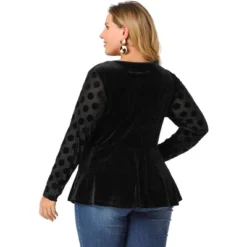 Agnes Orinda Plus Size Peplum Top For Women Polka Dots Sheer Puff Sleeve Velvet Top 11 Agnes Orinda Plus Size Peplum Top For Women Polka Dots Sheer Puff Sleeve Velvet Top -Agnes Orinda GUEST 9df7aac2 912c 4253 80d3 dbdce3554dfc