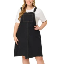 Agnes Orinda Women's Plus Size Overall Frayed Adjustable Strap Denim Suspender Shift Dress -Agnes Orinda GUEST 9e927ed9 90c2 44bf 89d2 a2148ae8076e