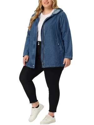 Agnes Orinda Women's Plus Size Layered Drawstring Hood Utility With Pockets Jean Jackets 3 Agnes Orinda Women's Plus Size Layered Drawstring Hood Utility With Pockets Jean Jackets
