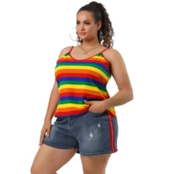 Agnes Orinda Women's Plus Size Stripe Strap Sleeveless Stretch Colorful Camisole 15 Agnes Orinda Women's Plus Size Stripe Strap Sleeveless Stretch Colorful Camisole -Agnes Orinda GUEST a003177c bfbb 4c67 9b5c 9d4df1a87415