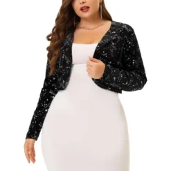 Agnes Orinda Women's Plus Size Velvet Open Front Cropped Shrugs 11 Agnes Orinda Women's Plus Size Velvet Open Front Cropped Shrugs -Agnes Orinda GUEST a086ed95 80e8 4d19 add6 c7f68249a247