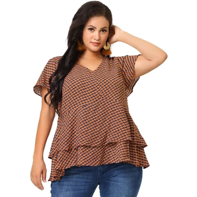 Agnes Orinda Women's Plus Size Retro Layered Peplum Boho Blouse 5 Agnes Orinda Women's Plus Size Retro Layered Peplum Boho Blouse - Image 3