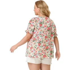 Agnes Orinda Women's Plus Size V Neck Ruffle Sleeve Floral Blouse 12 Agnes Orinda Women's Plus Size V Neck Ruffle Sleeve Floral Blouse -Agnes Orinda GUEST a2288b9c b018 4864 8d5f 4f047fd8abea