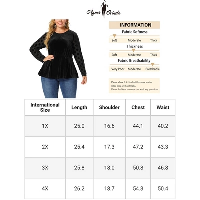 Agnes Orinda Plus Size Peplum Top For Women Polka Dots Sheer Puff Sleeve Velvet Top 7 Agnes Orinda Plus Size Peplum Top For Women Polka Dots Sheer Puff Sleeve Velvet Top - Image 5