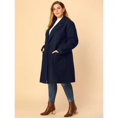 Agnes Orinda Women's Plus Size Winter Peacoat Notched Lapel Double Breasted Long Overcoats 5 Agnes Orinda Women's Plus Size Winter Peacoat Notched Lapel Double Breasted Long Overcoats - Image 3