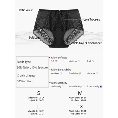 Agnes Orinda Women's Lace Trim High Rise Solid Brief Stretchy Underwear 6 Agnes Orinda Women's Lace Trim High Rise Solid Brief Stretchy Underwear - Image 4