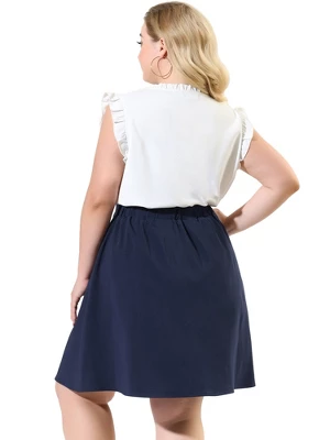Agnes Orinda Women's Plus Size Work A Line Elastic Waist Flare Skirts 6 Agnes Orinda Women's Plus Size Work A Line Elastic Waist Flare Skirts - Image 4