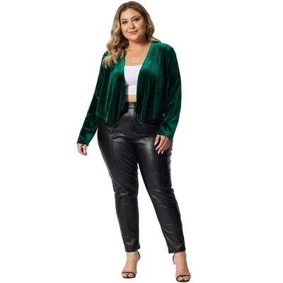 Agnes Orinda Women's Plus Size Velvet Long Sleeve Open Front Lightweight Casual Cardigans 4 Agnes Orinda Women's Plus Size Velvet Long Sleeve Open Front Lightweight Casual Cardigans - Image 2