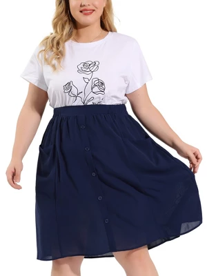 Agnes Orinda Women's Plus Size Casual Elastic Waist Suspender Skirt With Front Pockets 3 Agnes Orinda Women's Plus Size Casual Elastic Waist Suspender Skirt With Front Pockets
