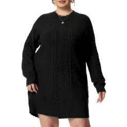 Agnes Orinda Women's Plus Size Long Sleeve Knit Pullover Short Sweater Dresses -Agnes Orinda GUEST a6e61f7b 3a4d 409e b084 83d5aa18d9db