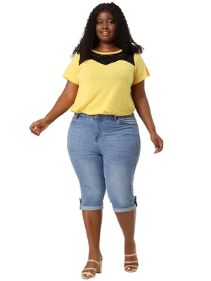 Agnes Orinda Women's Plus Size Mid-Rise Curvy Skinny Stretch Denim Jean Capri 4 Agnes Orinda Women's Plus Size Mid-Rise Curvy Skinny Stretch Denim Jean Capri - Image 2