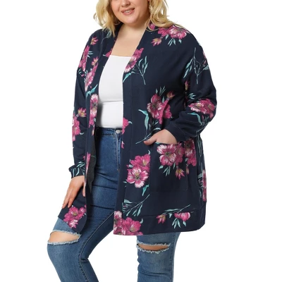 Agnes Orinda Women's Plus Size Lightweight Open Front Knit Floral Cardigan 9 Agnes Orinda Women's Plus Size Lightweight Open Front Knit Floral Cardigan - Image 7