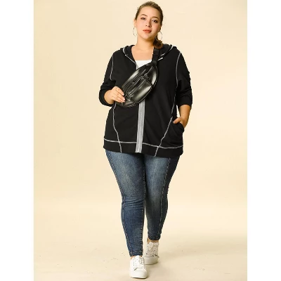 Agnes Orinda Women's Plus Size Hoodie Zip Front Long Sleeve With Pockets Track Jacket 4 Agnes Orinda Women's Plus Size Hoodie Zip Front Long Sleeve With Pockets Track Jacket - Image 2