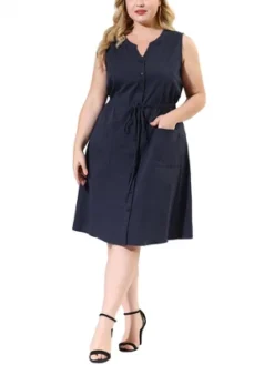 Agnes Orinda Women's Plus Size Elegant Sleeveless Drawstring Dress 13 Agnes Orinda Women's Plus Size Elegant Sleeveless Drawstring Dress -Agnes Orinda GUEST a8a1401a 14f0 4874 977b acd809650d7b