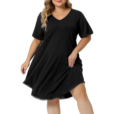 Agnes Orinda Women's Plus Size V Neck Short Sleeve Lace Trim Hem Nightgown 7 Agnes Orinda Women's Plus Size V Neck Short Sleeve Lace Trim Hem Nightgown - Image 5