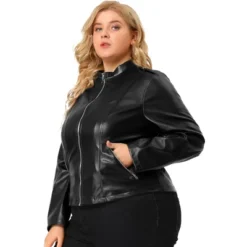 Agnes Orinda Women's Plus Size PU Motorcycle Zipper Pocket Faux Jackets -Agnes Orinda GUEST a8ee0624 bc0b 45e7 a3a6 56ab7cbfae38