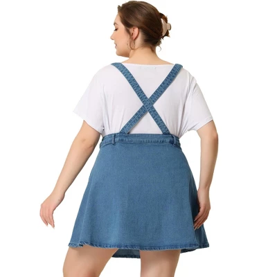 Agnes Orinda Women's Plus Size Adjustable Strap Jeans Suspender Cross Back Mini Denim A-Line Skirts 5 Agnes Orinda Women's Plus Size Adjustable Strap Jeans Suspender Cross Back Mini Denim A-Line Skirts - Image 3