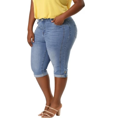 Agnes Orinda Women's Plus Size Mid-Rise Curvy Skinny Stretch Denim Jean Capri 8 Agnes Orinda Women's Plus Size Mid-Rise Curvy Skinny Stretch Denim Jean Capri - Image 6
