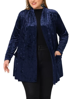 Agnes Orinda Plus Size Velvet Cardigans For Women Pocket Party Open Front Shawl 3 Agnes Orinda Plus Size Velvet Cardigans For Women Pocket Party Open Front Shawl