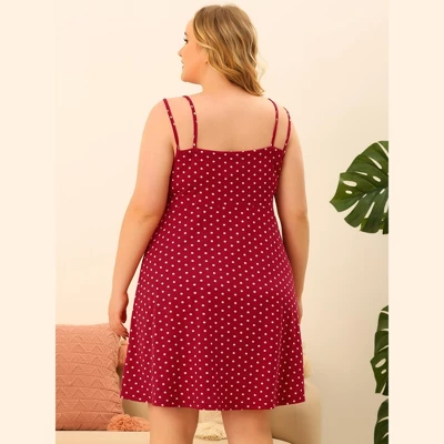 Agnes Orinda Women's Plus Size Deep V Knit Polka Dots Cami Nightgown 5 Agnes Orinda Women's Plus Size Deep V Knit Polka Dots Cami Nightgown - Image 3