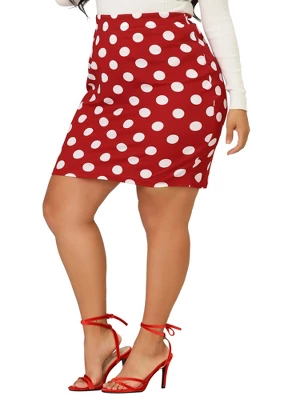 Agnes Orinda Women's Plus Size Polka Dots Elastic Waist Bodycon Skirts 9 Agnes Orinda Women's Plus Size Polka Dots Elastic Waist Bodycon Skirts - Image 7