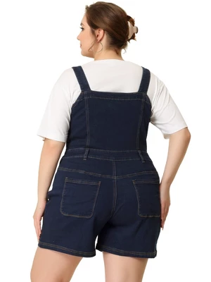 Agnes Orinda Women's Plus Size Denim Shortall Button Jeans Short 5 Agnes Orinda Women's Plus Size Denim Shortall Button Jeans Short - Image 3
