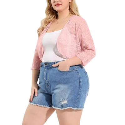 Agnes Orinda Women’s Plus Size Shrug Cardigan 3/4 Sleeves Floral Lace Crop Shrugs 15 Agnes Orinda Women’s Plus Size Shrug Cardigan 3/4 Sleeves Floral Lace Crop Shrugs - Image 13