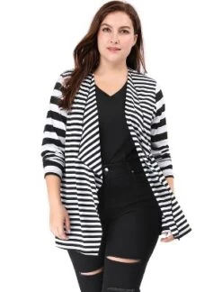 Agnes Orinda Women Plus Size Open Front Lightweight Striped Cardigan 16 Agnes Orinda Women Plus Size Open Front Lightweight Striped Cardigan -Agnes Orinda GUEST aea25c3c 4241 4499 88fd bfb609df0c86